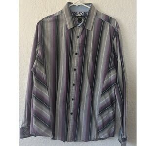 INC International Concepts Mens L‎ Striped Button Down Long Sleeve Casual Shirt